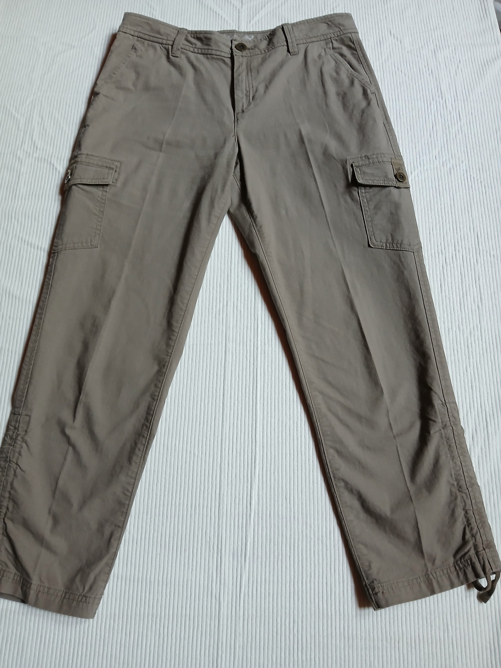 Eddie Bauer Pants Womens 8 Tall Brown Cargo Hiking Crop Capri Cuffed Pockets